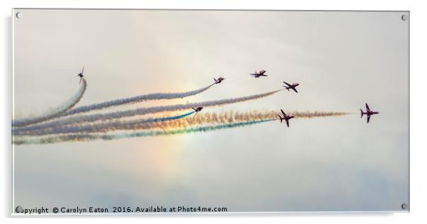 Red Arrows and a Rainbow at Chatsworth Acrylic by Carolyn Eaton