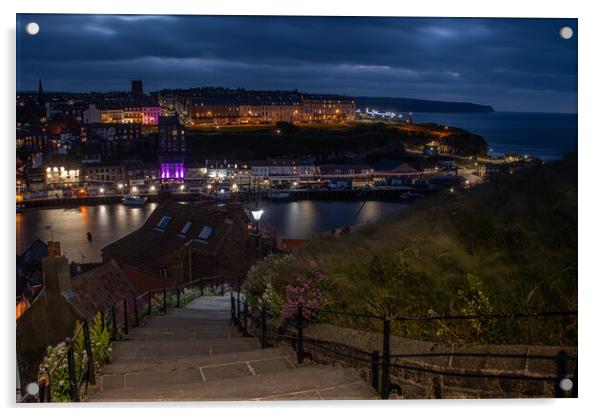 Enchanting Whitby Night View Acrylic by Alan Tunnicliffe