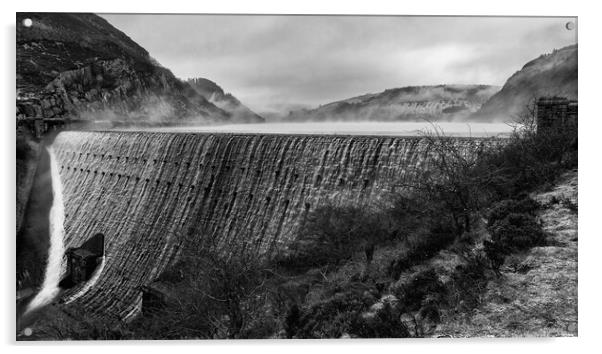 Caban Coch Dam Acrylic by Alan Tunnicliffe