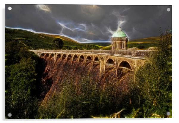 Craig Goch Dam Acrylic by Alan Tunnicliffe