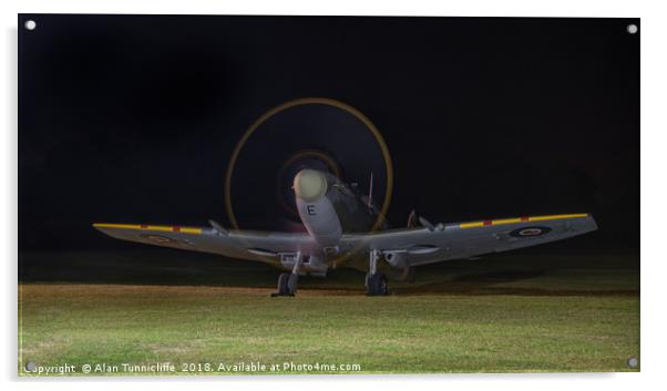 Nighttime Glory A Supermarine Spitfire Mk Vc Acrylic by Alan Tunnicliffe
