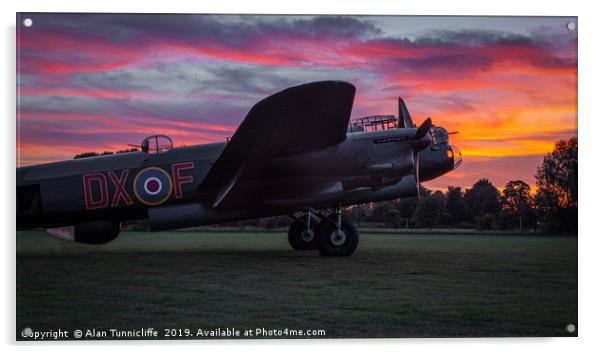 Lancaster bomber Just Jane with a sunset Acrylic by Alan Tunnicliffe