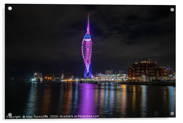 Spinnaker Tower Acrylic by Alan Tunnicliffe