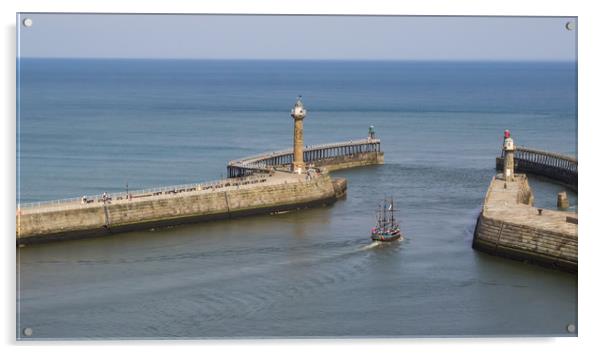 Whitby harbour Acrylic by Alan Tunnicliffe