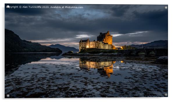 Eilean Donan in the blue hour Acrylic by Alan Tunnicliffe