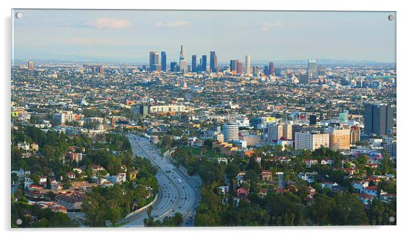 Los Angeles Skyline and Los Angeles Basin Acrylic by Ram Vasudev