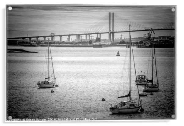 River Thames in Essex with Dartford Crossing Acrylic by Susan Sanger