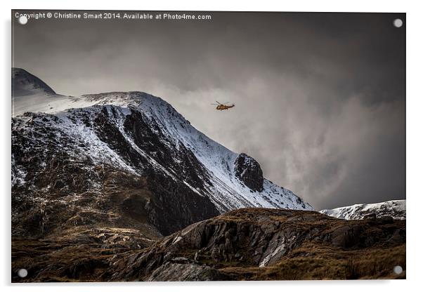 RAF Mountain Rescue in Snowdonia Acrylic by Christine Smart