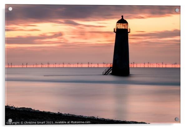 Talacre Lighthouse Silhouette Acrylic by Christine Smart