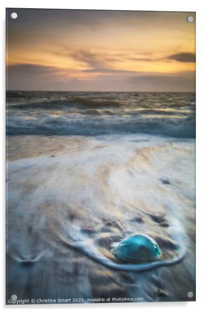 Jellyfish on Llanddwyn Beach - Sunset Seascape Anglesey North Wales Coast Acrylic by Christine Smart