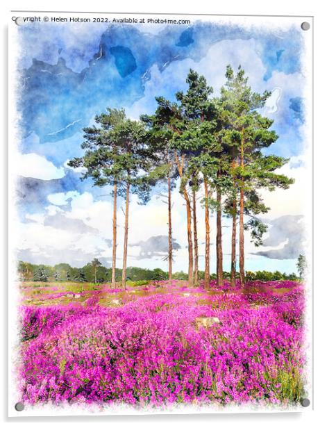 Summer Heather and Pine Trees Acrylic by Helen Hotson