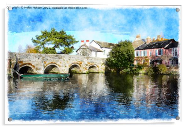 The River Avon at Christchurch in Dorset Acrylic by Helen Hotson