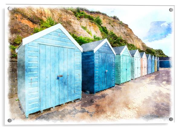 Beach Huts Painting Acrylic by Helen Hotson