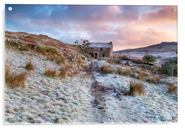 Winter Sunrise on Garrow Tor Acrylic by Helen Hotson