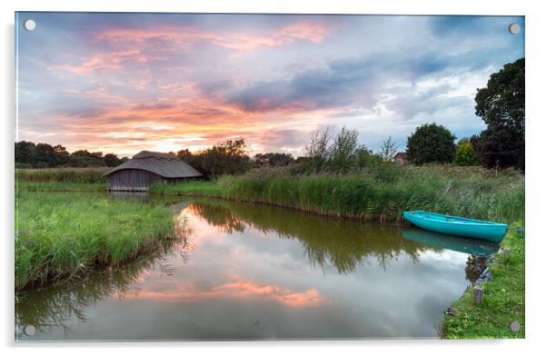 Thatched Boat House on the Norfolk Broads Acrylic by Helen Hotson