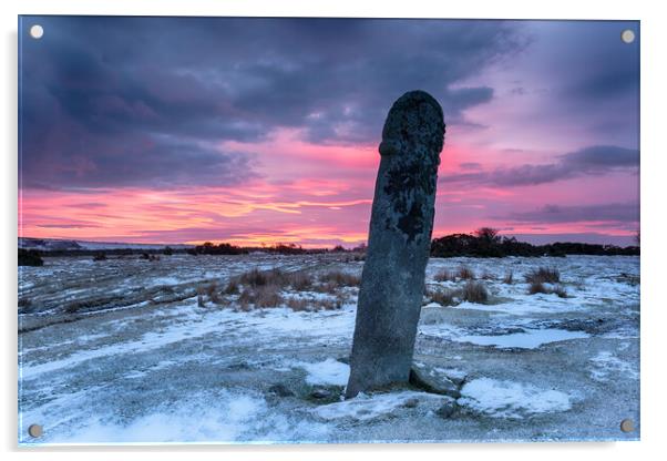 Red Sky over Bodmin Moor Acrylic by Helen Hotson