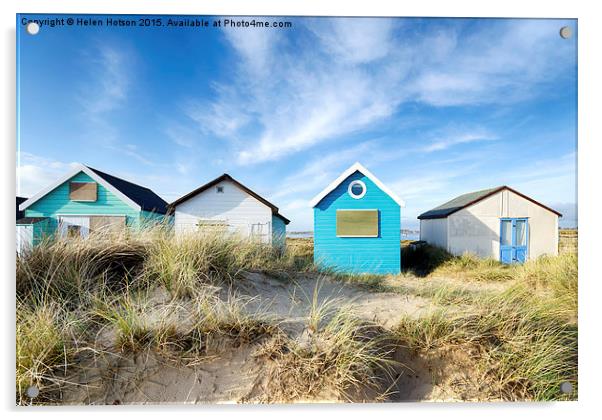 Beach Huts Acrylic by Helen Hotson