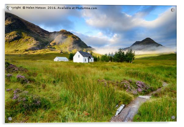 Remote Mountain Cottage Acrylic by Helen Hotson