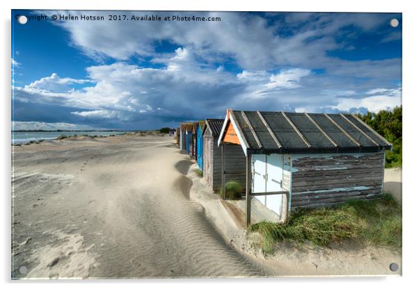 Pretty Beach Huts in Sussex Acrylic by Helen Hotson