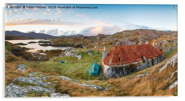 Sunset over Quidnish on the Isle of Harris Acrylic by Helen Hotson