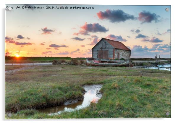 Beautiful Sunset at Thornham Old Harbour Acrylic by Helen Hotson