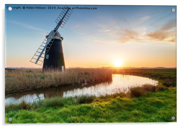 Halvergate Windmill on the Norfolk Broads Acrylic by Helen Hotson