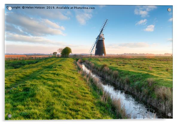 Halvergate Windmill near Great Yarmouth  Acrylic by Helen Hotson