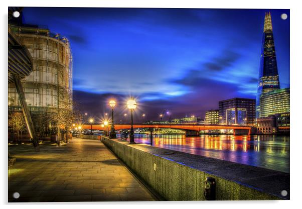 A HDR Walk by the Thames by night Acrylic by Olavs Silis