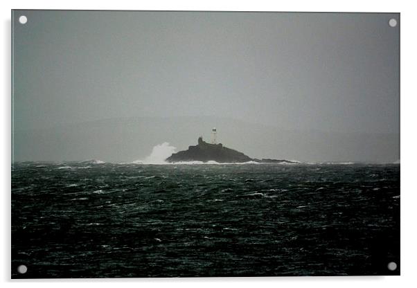 Storm at Godrevy Lighthouse Acrylic by Kelvin Brownsword