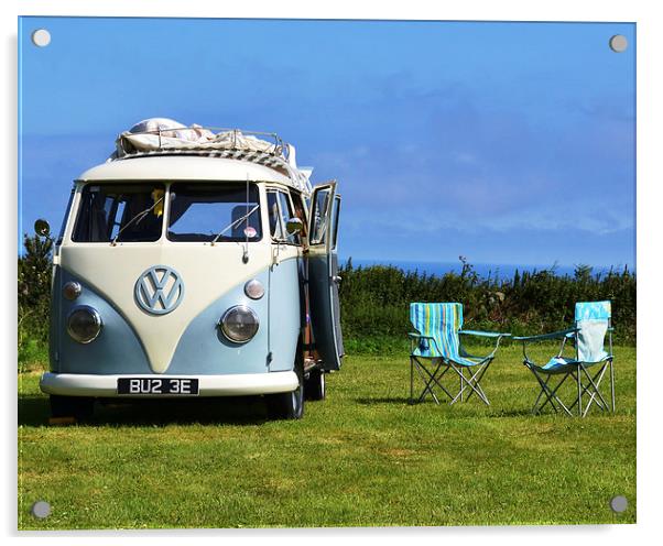 Blue Campervan Acrylic by Kelvin Brownsword