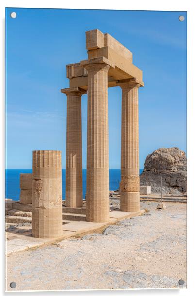 Rhodes Acropolis of Lindos Stoa of Psithyros Temple Ruins Acrylic by Antony McAulay