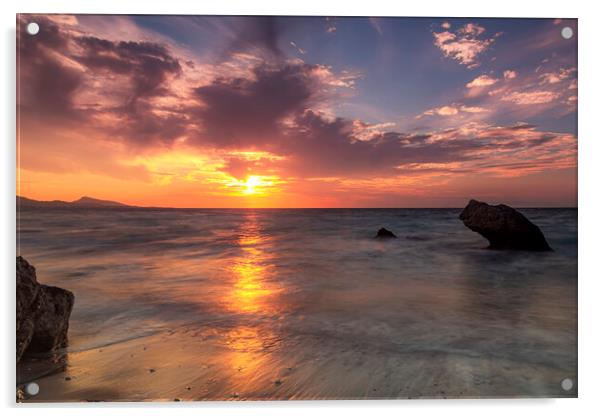 Rhodes Kato Petres Beach Super Sunset Acrylic by Antony McAulay