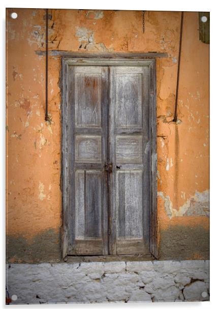 Halki Greek Island Weathered Door Acrylic by Antony McAulay