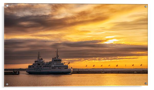 Helsingborg Hamlet Ferry Sunset Acrylic by Antony McAulay