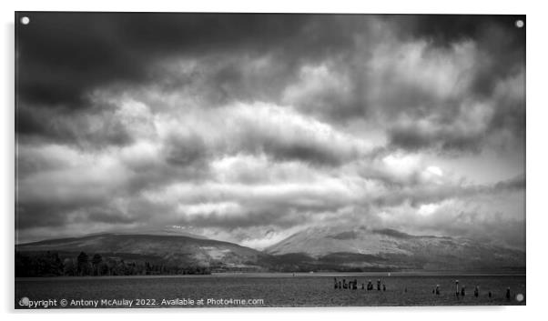 Scotland Loch Lomond Dramatic Panorama BW Acrylic by Antony McAulay