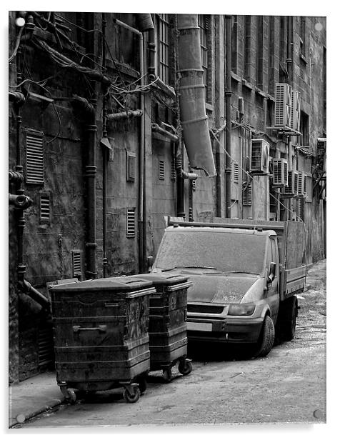 dirty back streets mono Acrylic by Antony McAulay