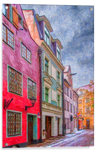 Riga Street Painting Acrylic by Antony McAulay