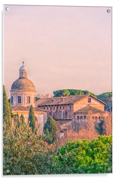 Rome Basilica Santi Giovanni e Paolo Digital Paint Acrylic by Antony McAulay