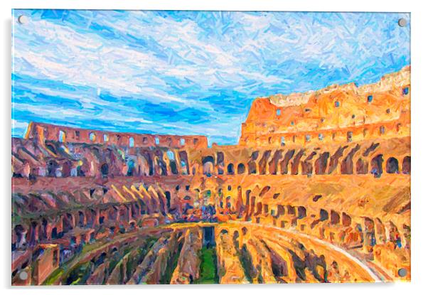 Rome Colosseum Digital Painting Acrylic by Antony McAulay