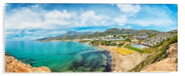 Makrygialos Coastline Panorama Acrylic by Antony McAulay