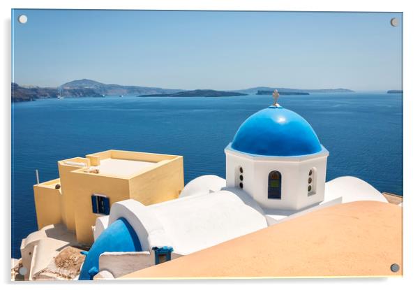 Santorini Oia Church Looking Down Acrylic by Antony McAulay