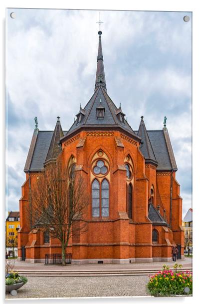 Helsingborg Gustav Adolf Church Acrylic by Antony McAulay