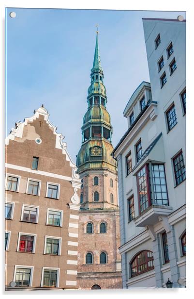 Riga Saint Peters Church Acrylic by Antony McAulay