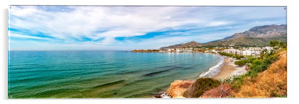 Makrygialos Beach Panorama Acrylic by Antony McAulay