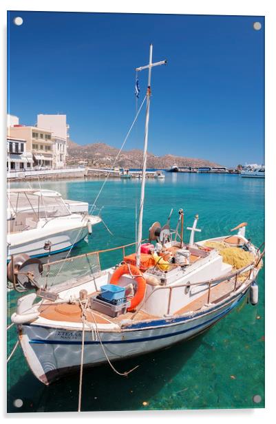 Agios Nikolaos Boat Acrylic by Antony McAulay