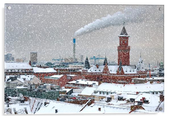 Helsingborg Cityscape in Winter Weather Acrylic by Antony McAulay