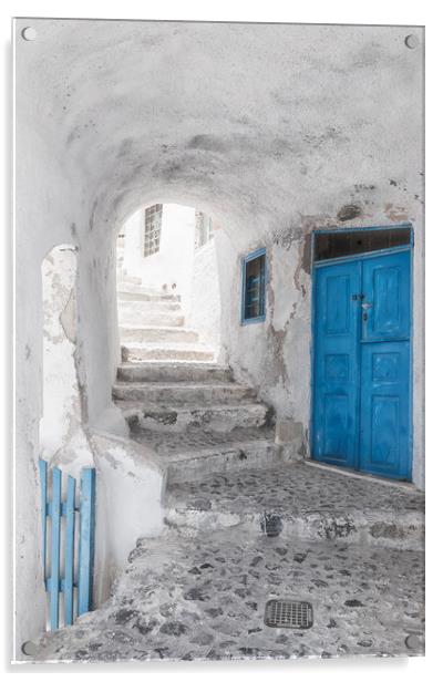 Narrow Alley and stairway on Santorini Acrylic by Antony McAulay