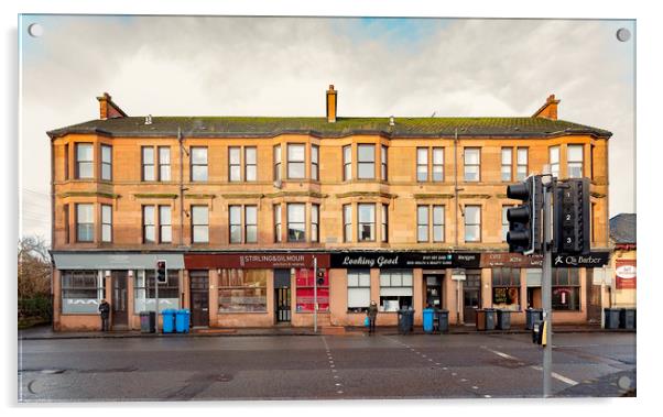 Clydebank Sandstone Tenement Kilbowie Road Acrylic by Antony McAulay