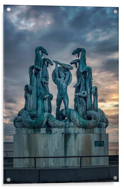 Statue of Hercules and the Hydra Acrylic by Antony McAulay