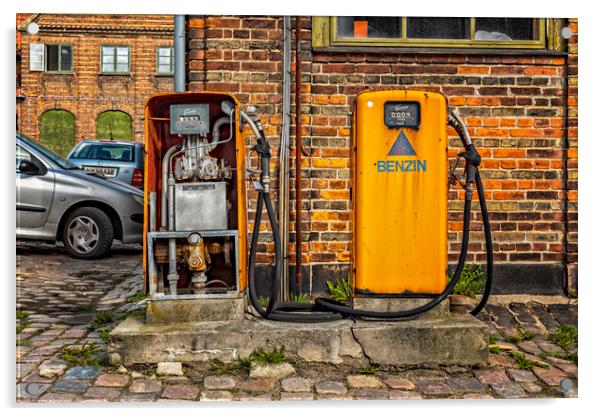 Retro Petrol Pumps Acrylic by Antony McAulay